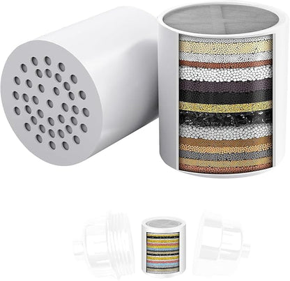 Universal Shower Filter Replacement Cartridge | Clinically Tested to Remove Chlorine, Heavy Metals & Balance pH | for Healthier Skin, Hair & Nails | Fits Most 15/20-Stage Housings | 2-Pack