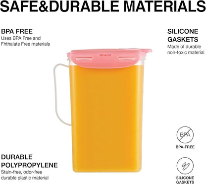 LocknLock Aqua Fridge Door Water Jug | Clear Pitcher | BPA Free Plastic Pitcher with Lid | 2 Quart Pitcher with Lid for Water, Juice, Tea & More Beverages, Pink