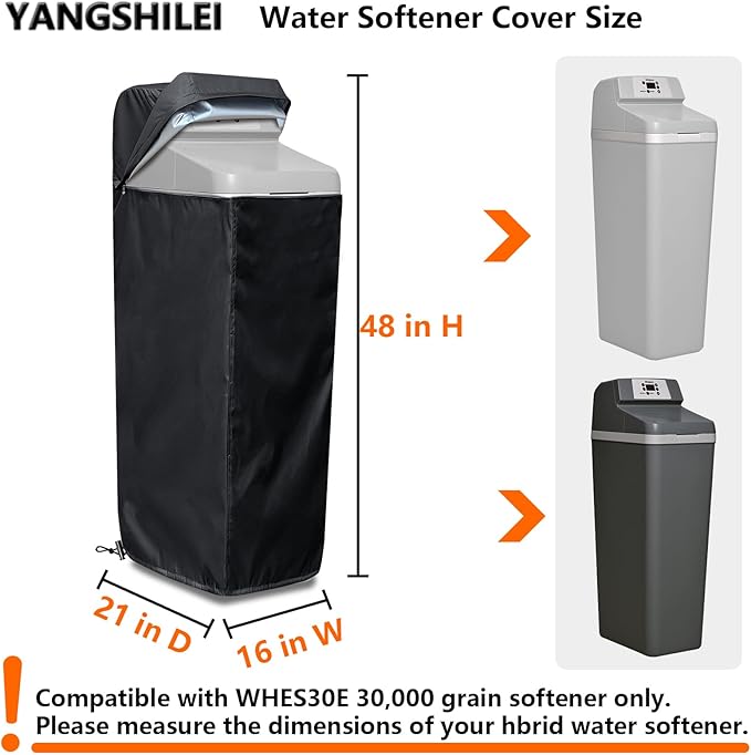 Water Softener Cover for WHES30E/WHES40E Grain Softener, Openable top Easy to use Removal-free installation for UV Dust protection of Water Softener Housings Outdoor or indoor (Black)