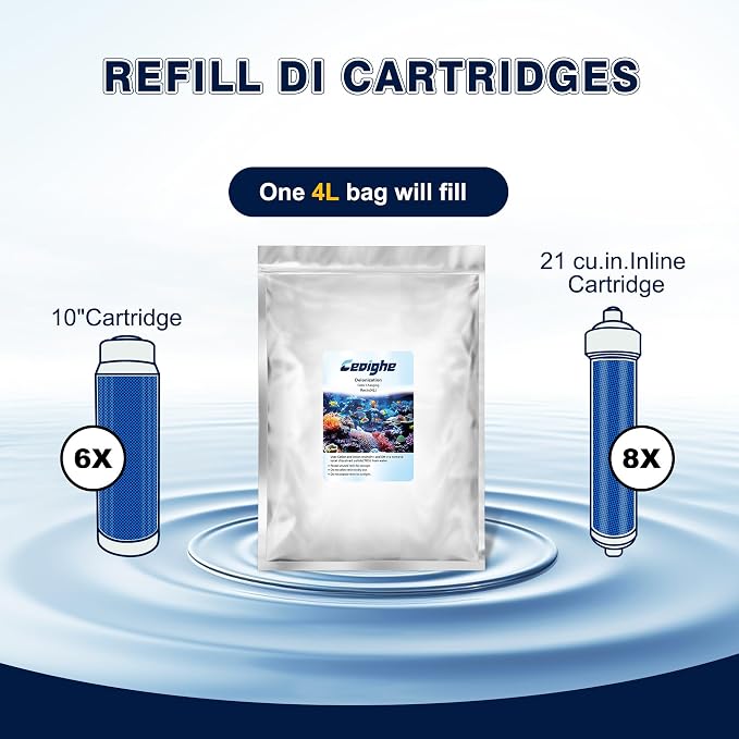 4 Liter DI Resin Mixed Bed Color Changing for RO/DI Systems, Optimal TDS Reduction, Color Changing Easy Monitoring, Ideal for Aquariums, Ensures Superior Water Quality(1 Pcs, 6.88 Lbs)