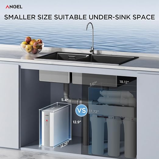 ANGEL X1 Reverse Osmosis Water Filter, 7-Stage Under Sink Water Purifier, 3-Year Long-Lasting RO Water Filtration System, 2:1 Pure to Drain, Reduces PFAS/PFOS, Compact & Easy to Install, Lead-Free