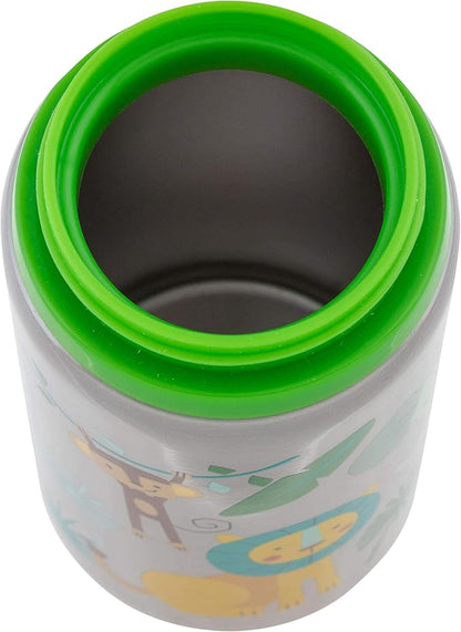 Stephen Joseph Stainless Steel Water Bottles, 18 OZ, Straw lid, Reusable tumbler, Insulated, Zoo