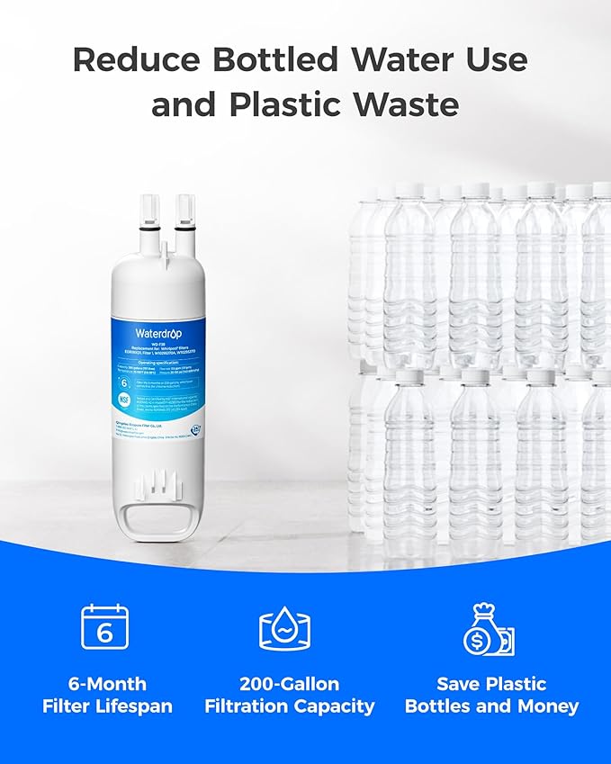 Waterdrop EDR1RXD1 Replacement for Everydrop® Filter 1,W10295370A, EDR1RXD1B, P8RFWB2L, P4RFWB, Kenmore® 46-9081, 46-9930, WD-F38 Refrigerator Water Filter, 2 Pack