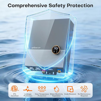 36kW Tankless Electric Water Heater 240V, Whole House, WiFi | On Demand Hot Water, Automatically Maintains Water Temperature, Up to 8.7 GPM, ETL, Eco, Max Current 150A