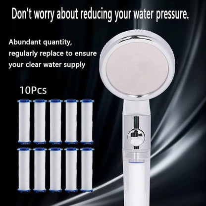 Shower head Filters 10 Pcs, Ion Shower Drops Head Filter, PP Cotton Filtered Shower Handheld, Filter Element Multiple Specifications, Suitable for Different Models of Shower Heads (White, 7cm/2.75in)