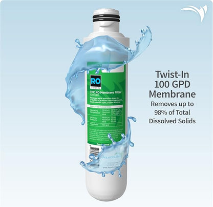 Aquatic Life Twist-In RO/RODI Replacement Cartridges - Carbon Block Filter, Sediment, Color Changing Mixed Bed Deionization Resin and 100 GPD Membrane, 4-Stage Reverse Osmosis Deionization Systems