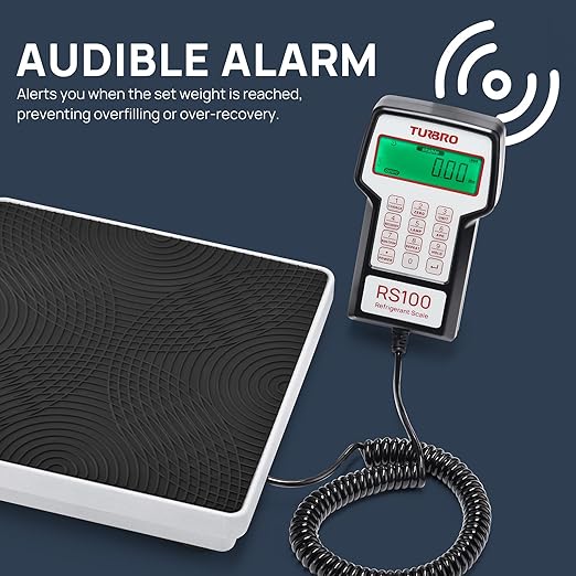 TURBRO Refrigerant Scale with A Wired Controller, Digital Scale for Freon Charging and Recovery with 4 Measurement Unit Options, Memory Function, 220 lb Max. Capacity, for HVAC and Automotive Systems