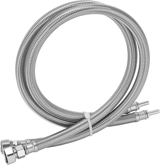 Solimeta Push-To-Connect Stainless Steel Hose Kit for Under Sink Water Filter, 3/8" Male/Female with 1/2" Adapters, 2.5FT