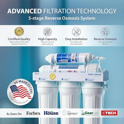 APEC Water Systems Ultimate Series Top Tier Supreme Certified High Output 90 GPD Ultra Safe Reverse Osmosis Drinking Water Filter System, Chrome Faucet