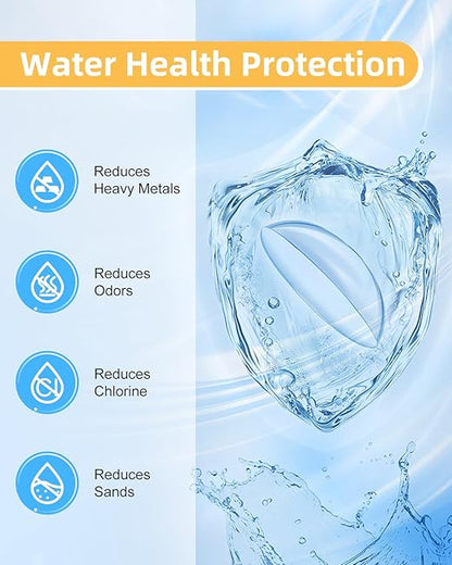RV Inline Water Filter with 2 Flexible Hose Protector, Reduces Chlorine, Bad Taste, Rust, Corrosion, Sediments, and Turbidity, Ideal for RVs, Garden, Car Washing, Gardening, Planting, 4 Pack
