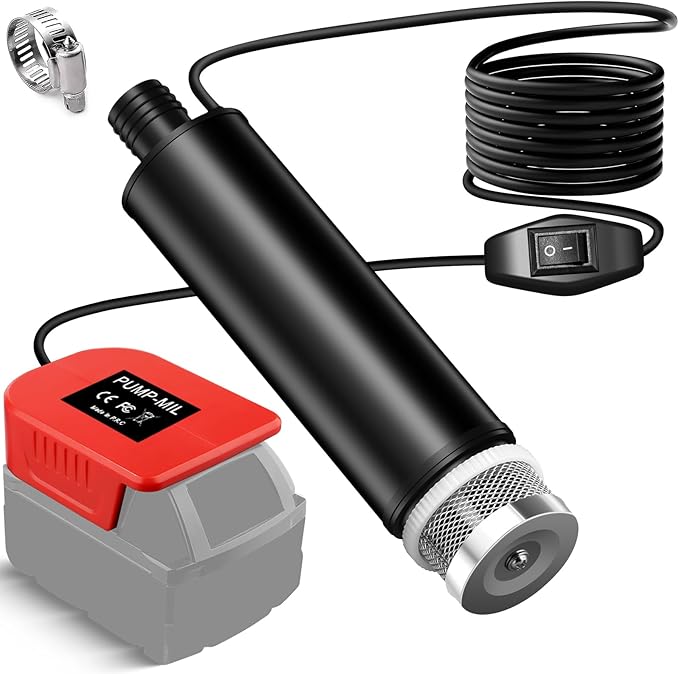 M18 Battery Water Pump, Cordless Submersible Utility Pump, High Flow Water Transfer Pump for Milwauke M-18 Battery, Ideal for Pool, Hot Tub, Tank Draining, Outdoor Camping & Household Water Removal