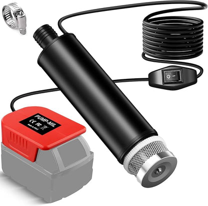 M18 Battery Water Pump, Cordless Submersible Utility Pump, High Flow Water Transfer Pump for Milwauke M-18 Battery, Ideal for Pool, Hot Tub, Tank Draining, Outdoor Camping & Household Water Removal