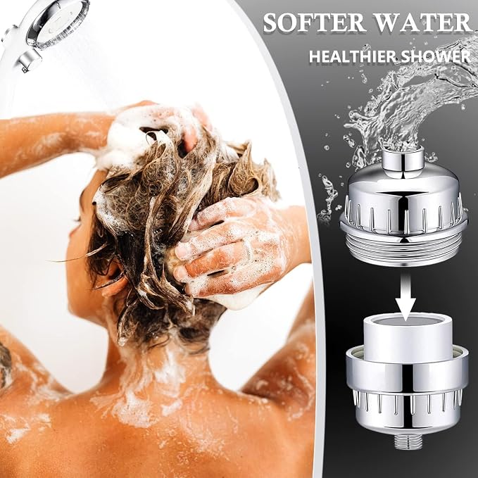 Water Filter Compatible with ‎Organic Jaguar Wall-mounted Shower head | Hard Water Remove Chlorine and Harmful Substances.and Dramatically Improves The Condition of Your Skin, Hair.2Pack.