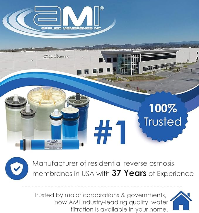 APPLIED MEMBRANES INC. 12 GPD Reverse Osmosis Membrane | RO Membrane Water Filter Replacement for Reverse Osmosis Water Filtration System | 1.5” x 12” Universal Compatibility | Made in USA