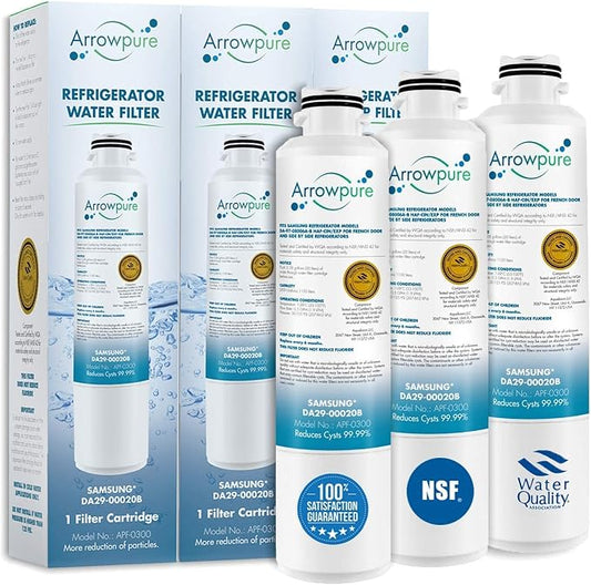 APF-0300 Fits Samsung Refrigerator Water Filter DA29-00020B Also HAF-CIN/EXP, RF28HMEDBSR, RWF0700A, RF4287HARS, RF263BEAESR, HDX FMS-2, 3-Pack