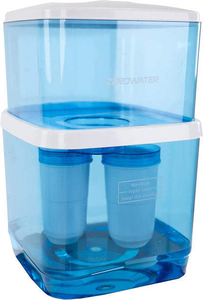 Avanti ZeroWater Refillable Filtered Water Cooler Bottle Kit Top Loading Water Cooler Water Dispenser with Ionic Filtration System, Includes TDS Meter, Blue