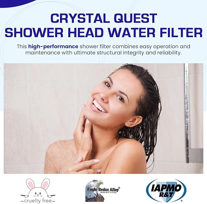 Crystal Quest Shower Filter with Head, Shower Head Filter for Hard Water, Shower Water Filter Removes Chlorine, Chloramines & VOCs, Filter Shower Head, Improves Skin & Hair, Long-Lasting - Chrome