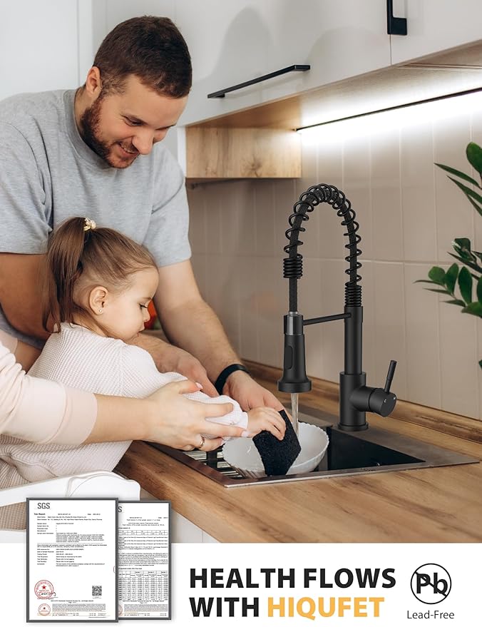 Hiqufet Kitchen Faucet with Pull Down Sprayer, High Arc Single Handle Kitchen Sink Faucet for Pot Filler, Single Hole Single Handle Stainless Steel Bar Sink Faucets
