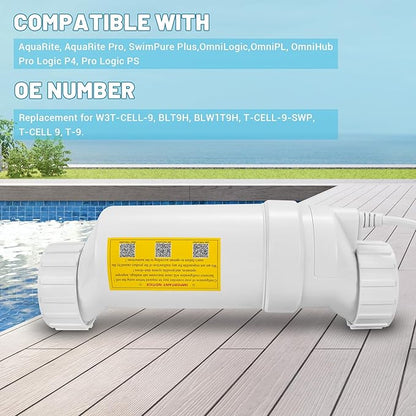 T-9 Salt Cell Replacement Compatible with Hayward AquaRite, AquaTrol, Pro Logic, Fit for BLT9H W3T-Cell-9, Up to 25K Gallon Turbo Chlorine Generator