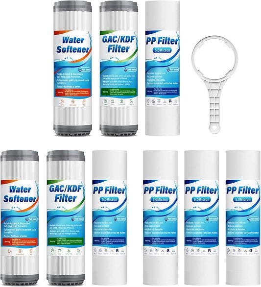 Whole House Water Filter Replacement Cartridge, 0.5 Micron Fits 10" x 2.5" Housing for Home Water Filteration System, Softener Cartridge Effective Reduces Hardness & Scale, Softens Water,2 Year Supply