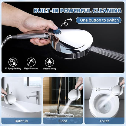 iFealClear Metal Rain Filtered Shower Head, 10” High Pressure Rainfall Shower Head with Handheld Spray, 5“ Handheld Powerful Wash 10-Mode, 16" Adjustable Extension Arm, 20-Stage Shower Filters, Chrome