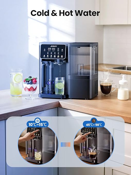 JIMMY R9 Pro Countertop Reverse Osmosis Water Filterr,7 Stage Purification with UV, Instant Hot & Cold Portable Water Purifier with 2X 1L Removable Pitchers,No Installation,for Baby Formula