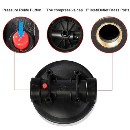 Geekpure 2 Stage Whole House Water Filter System-1" NPT Brass Port | with 20-Inch Big Size Blue Housing, 4.5"x20" PP and Carbon Filters
