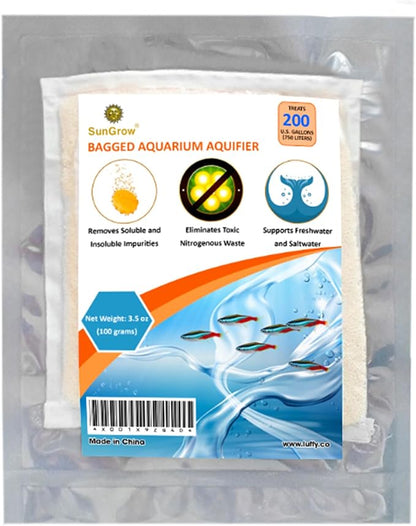SunGrow Aquarium Resin Filter Media – Remove Ammonia, Nitrite & Nitrate Clear Brown Water from Indian Almond Leaves & Driftwood, for Freshwater & Saltwater Fish Tanks, Fine Mesh Bag Included