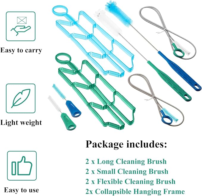 Patelai 8 in 1 Hydration Bladder Cleaning Kit Includes 3 Different Brushes and Drying Collapsible Bladder Frame, Water Reservoir Backpack Cleaning Kit