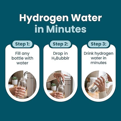 DYLN H2Bubblr Reusable Molecular Hydrogen Water Enhancer | Magnesium-Based Hydrogen Generator | Tablet Alternative | Works with Any Bottle, Cup, Pitcher or Container | Lasts Up to 2 Months (4 Pack)