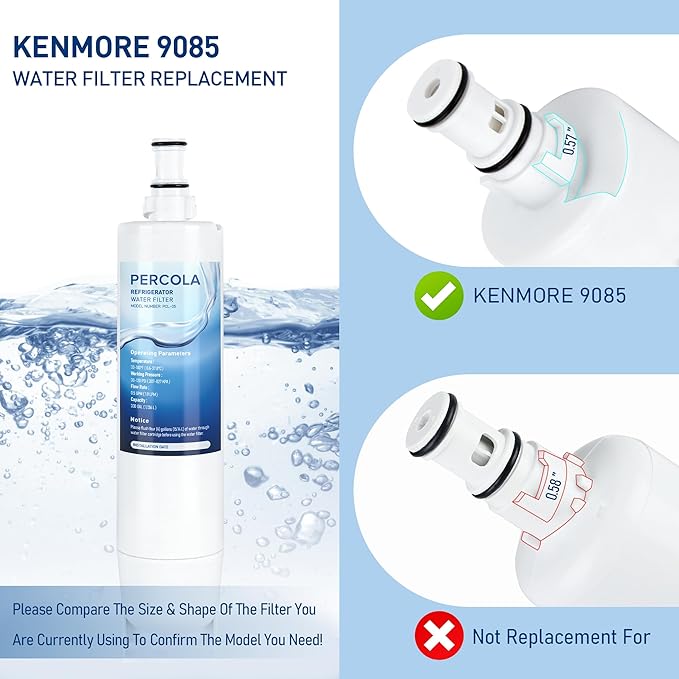 9085 Water Filter Replacement for Kenmore 46-9085, 9085, 4609085, 46-90102, 90102, 4690102, 46-9902, 46-9908, 9908 (2 Pack)