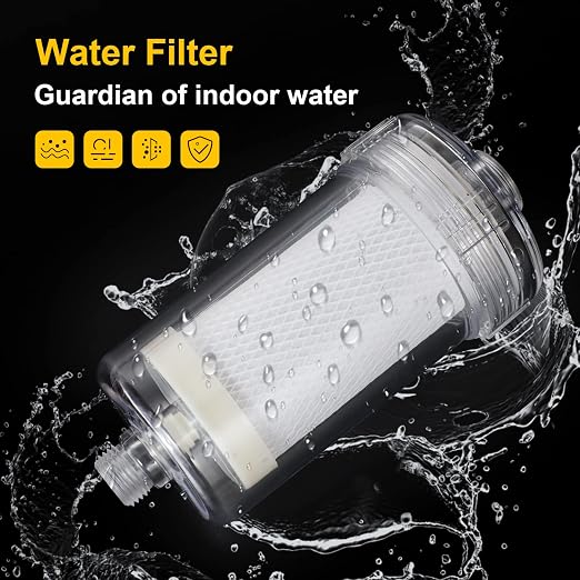 2 Micron Carbon Washer Water Filter, Visible Washing Machine Water Filter System, 99.5% Removal of Chlorine Fluoride, Heavy Metals, Odors, Scale, Reduces Dry Skin ACF Shower Filter