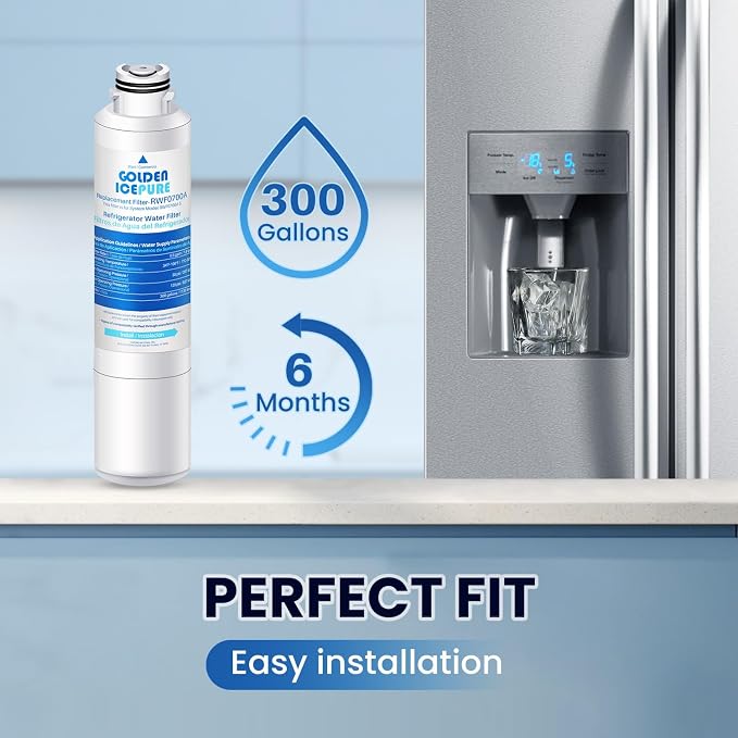 GOLDEN ICEPURE RWF0700A Refrigerator Water Filter Replacement for Samsung DA29-00020B, HAF-CIN/EXP, RF263BEAESR, RF28HMEDBSR, RF28HFEDTSR, RF28HFEDBSR,1PACK