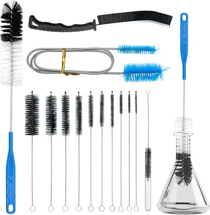 13Pcs Glass Cleaning Kit Tube Pipe Cleaners Straw Cleaner Brush - Reusable Handles Extra Long Bottle Brush & for Glass Water Stan-Ley Mugs (40,30,20 oz), for Sippy Cup, Water Bottle, Tubes Drains