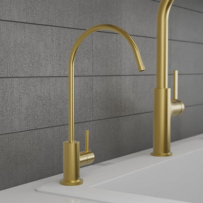 Karran Kestrel Single-Handle Filtered Water Faucet in Brushed Gold 100% Lead-Free Brass, RO/Filtration System Ready, 360° High-Arc Spout, Spot-Free Finish Beverage Faucet (Spot Free Brushed Gold)