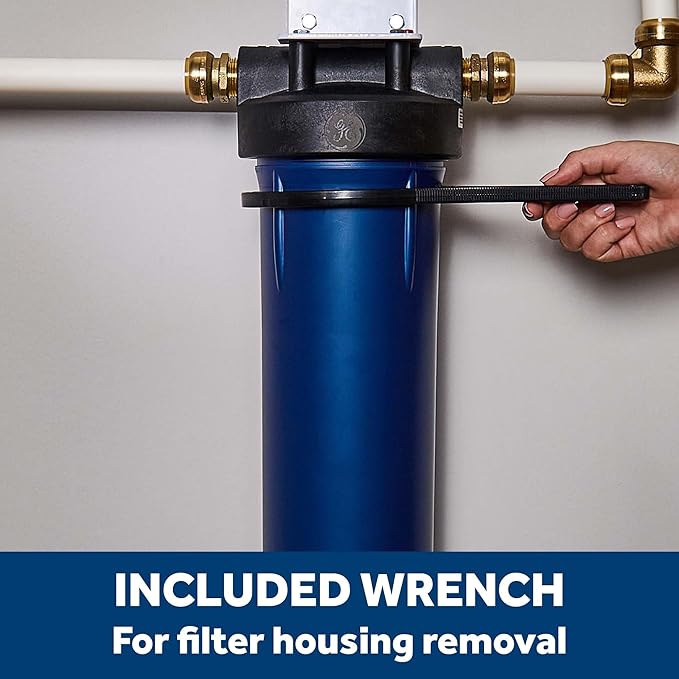 Bundle of GE Appliances Reverse Osmosis Under Sink Drinking Water System and GE Appliances Heavy Duty Whole House Water Filtration System with Advanced Filter