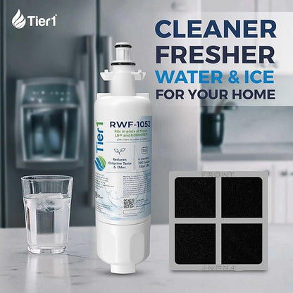 Tier1 RWF1052 ADQ36006101 Refrigerator Water & Air Filter Combo | Replacement for LG LT700P & Kenmore 9690 Fridge Filter - Up to 12 Months Supply | Easy Install | Odor Control | Clean Water (2-pk)
