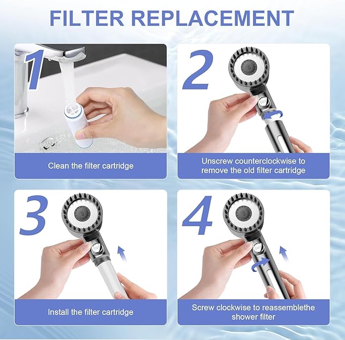 PWERAN 4 Pack Shower Filter for Handheld Shower Head,15 Stage Replacement Filters for Hard Water Remove Chlorine,Water Softener Filters Beads for Harmful Substances