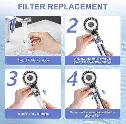 PWERAN 3 Pack Shower Filter for Handheld Shower Head,15 Stage Replacement Filters for Hard Water Remove Chlorine,Water Softener Filters Beads for Harmful Substances