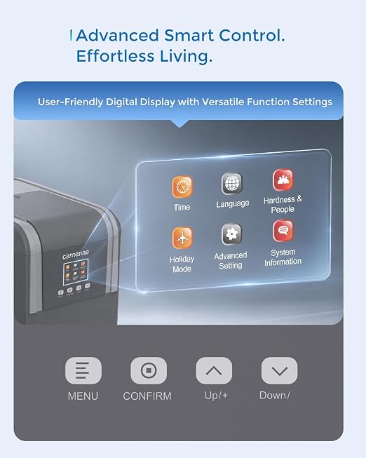 Water Softener System, 34,000 Grain Whole House Water Softener for 4–5 People, Digital Display, Up-Flow Regeneration, Vacation Mode & Easy Salt Access, CS21H-0935