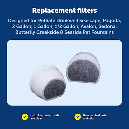 PetSafe Drinkwell Avalon & Pagoda Fountain Activated Carbon Filters - Better Hydration Choice - Long-Lasting Purity - Odor-Free Drinking - Universal Filter Replacement - 4 Pack