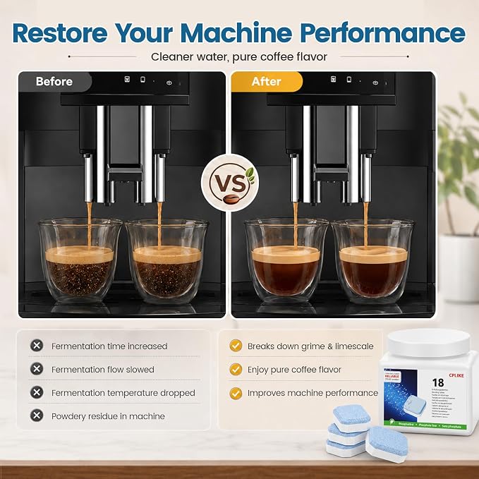 CPLIKE Descaling Tablets for Jura Automatic Coffee Machines | 2-Phase Coffee Machine Cleaner & Decalcifying Tablets for Jura, Extends Machine Life, Preserves Coffee Flavor, 36 Tablets