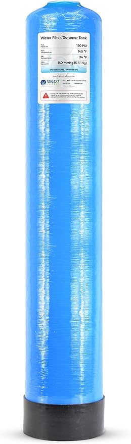 WECO Mineral Tank for Water Softener/Filter - Polyethylene Inner Shell Pressure Vessel with 2.5" Top Opening - 150 PSI Max Pressure - 120 °F Max Temperature - 10x54, BLUE