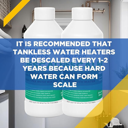 2 Pack Tankless Water Heater Descaler - Quart (64 oz) Premium Tankless Water Heater Systems, Highly Effective Descaler Restores Heating Efficiency, Easy Use