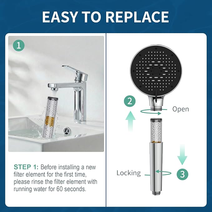 Shower Filter Only for SR SUN RISE Handheld Shower Head, 2-Pack Replacement Filters for Hard Water, NSF Certified 99% Chlorine Removal - Reduces Dry Itchy Skin