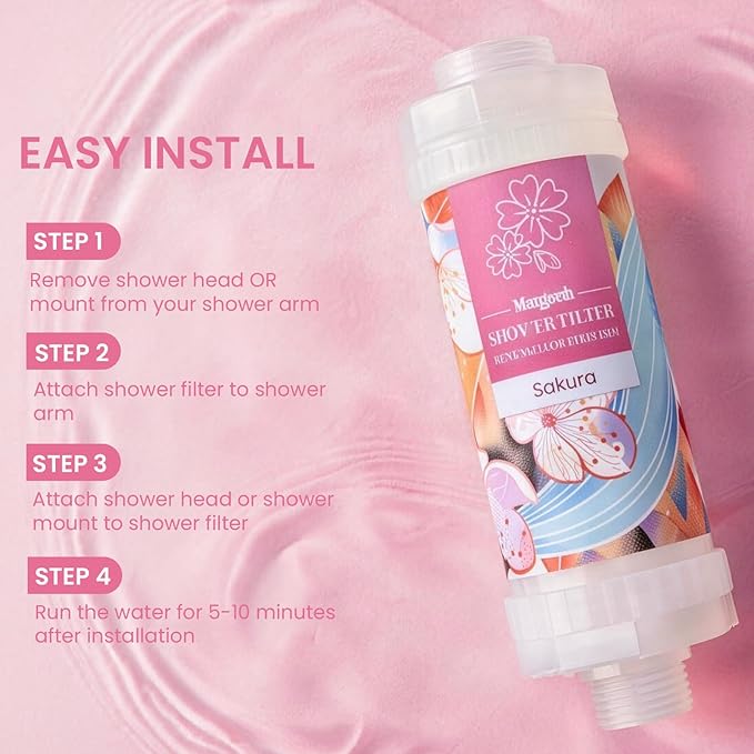 Vitamin-C Handheld Showerhead Filter For Hard Water, Luxurious Scent Skin Care & Hair Enhancement Softener Purifier, Aromatherapy Water Purify, Sakura Odor