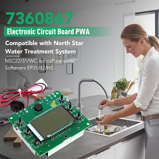 7360867 PWA Circuit Board for Northstar NSC22 NSC31 & EcoPure EPHS EP31 EP42 Water Softener Control Board Replacement