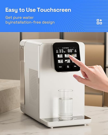 HBN Hot & Cold Countertop Reverse Osmosis Water Filter System, 6 Temp Options, Dual Filters PAC+ROC, Touch Control, for Home Kitchen or Office Use