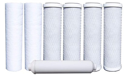 Watts Premier Annual 7-Pack Standard Water Filter Replacement Kit for RO-TFM-5SV, WP-ST6DM, WP-5, WP5-50 Reverse Osmosis System, 2 Sediment Filters, 4 Carbon Pre-Filters, GAC Inline Post-Filter