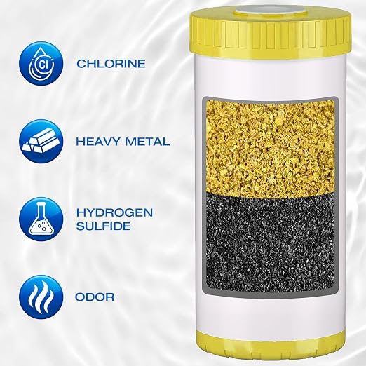 H&G Lifestyles Whole House Water Descaler,GAC KDF Polyphosphate Cartridge,Anti Scale Filter,Saltless Water Softener,Reduce Heavy Metal Lead Chlorine, Replacement for Any 10" x 4.5" Water Filter System